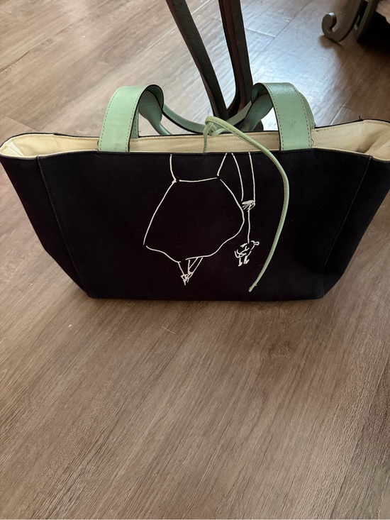 kate spade Handbags - Kate Spade EUC Black Canvas Tote with Mint Handles - Women's Bag